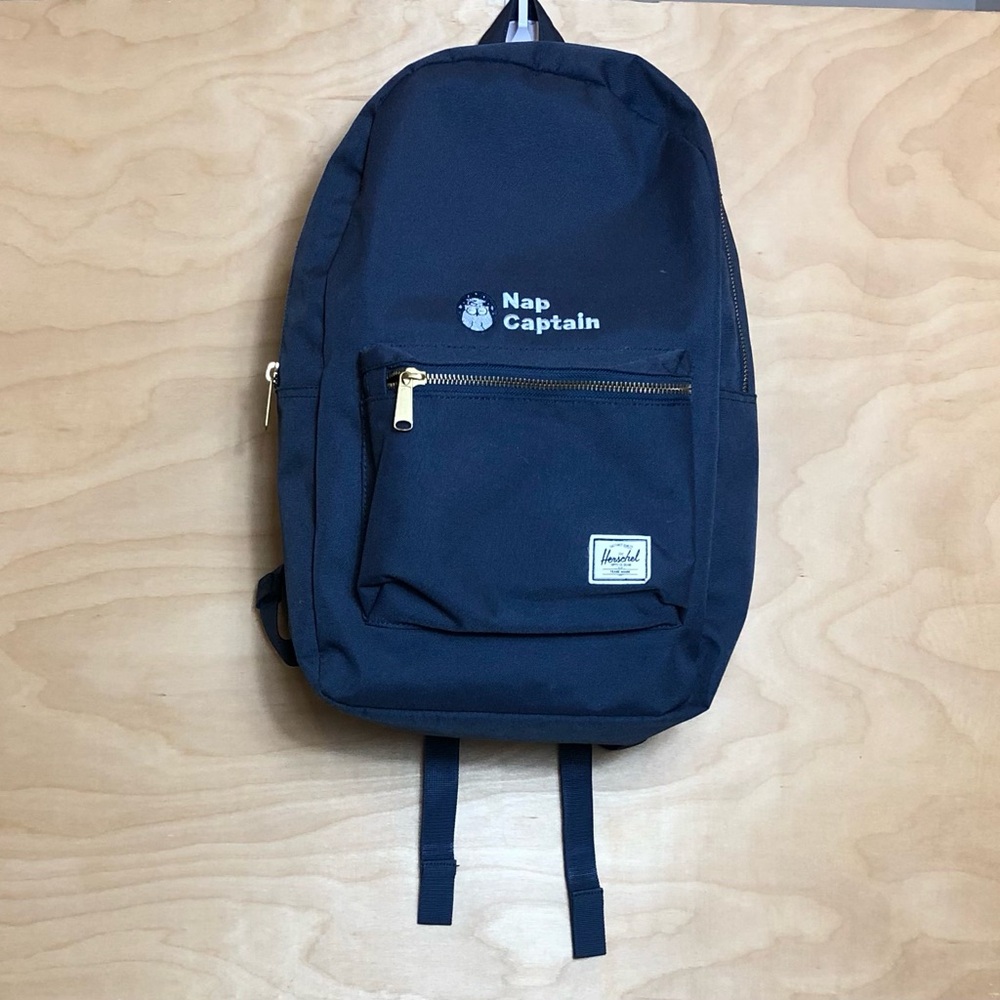 Herschel Navy Blue Backpack Striped Lined Unisex Size L 14inX17in